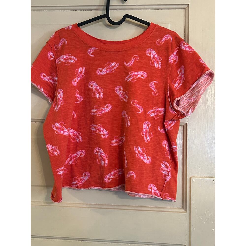 Maeve by Anthropologie Whimsical Shrimp Print Caitlin Tee size Small